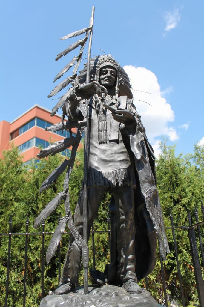 American Indian Ho-Chunk Chief Glory of the Morning Statue in downtown Neenah